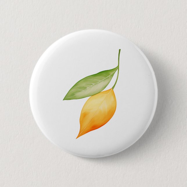 Orange Leaf 2 Inch Round Button (Front)