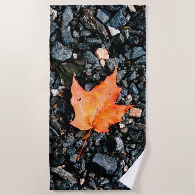 Orange Leaf Beach Towel (Front)