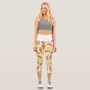 Orange Leaf Capri Leggings