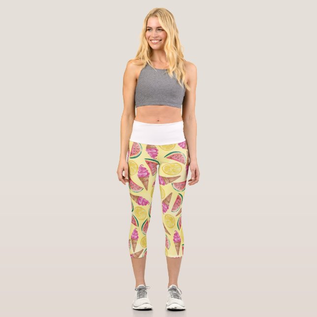 Orange Leaf Capri Leggings (Front)