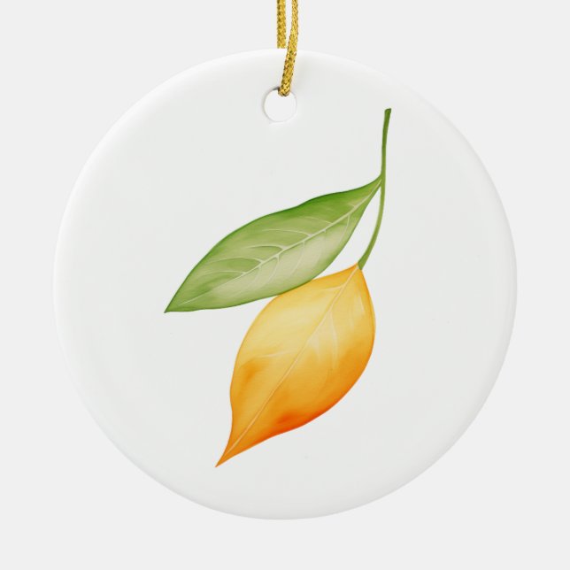 Orange Leaf Ceramic Ornament (Front)