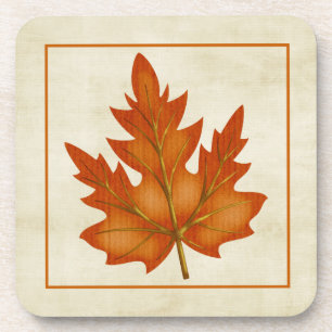 Orange Leaf Fall Season Themed Cork Coaster