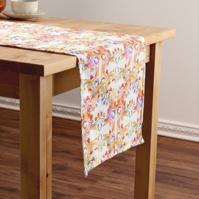 Orange Leaf with Filigree Everyday Short Table Runner (In Situ)