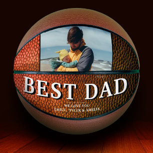 Orange Leather Best Dad Father`s Day Photo Basketball