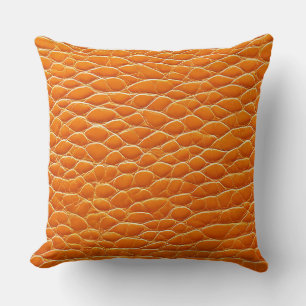 Orange leather effect pattern throw pillow