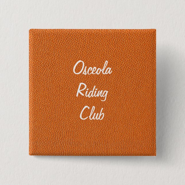 Orange Leather Look 2 Inch Square Button (Front)