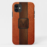 Orange leather look brown tag