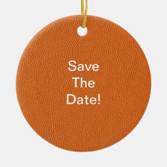 Orange Leather Look Ceramic Ornament (Front)