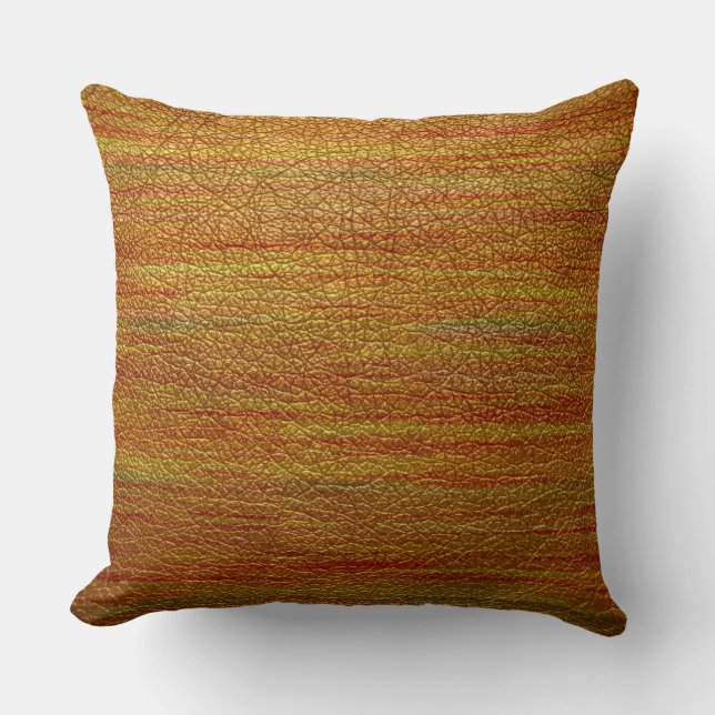 Orange Leather Look Throw Pillow (Front)