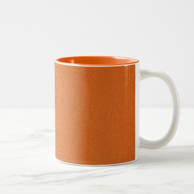 Orange Leather Look Two-Tone Coffee Mug (Right)