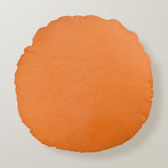 Orange leather pattern texture backgroundleather,t round pillow (Front)