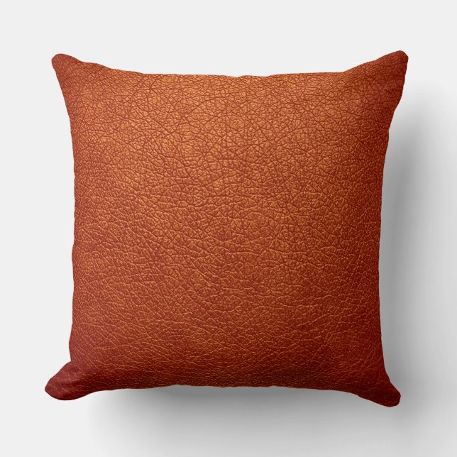 Orange Leather Throw Pillow (Front)