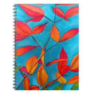 Orange leaves Autumn original watercolour art Notebook