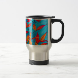 Orange leaves Autumn original watercolour art Travel Mug