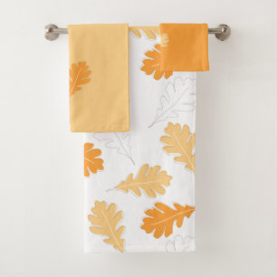 Orange Leaves Bath Towel Set