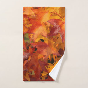 orange leaves hand towel