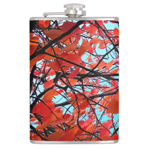 Orange leaves hip flask