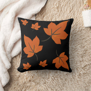 Orange leaves on autumn pattern throw pillow