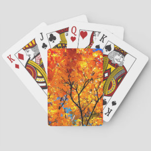 Orange leaves playing cards