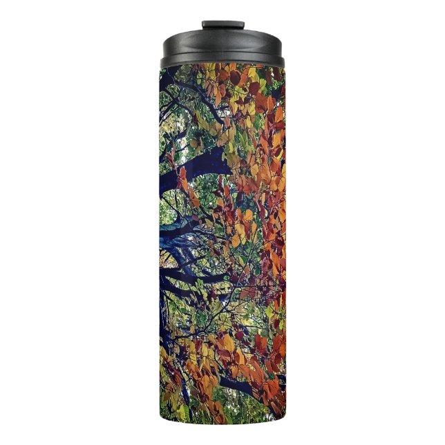 Orange leaves thermal tumbler (Front)