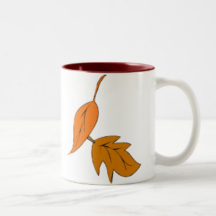 Orange Leaves Two-Tone Coffee Mug