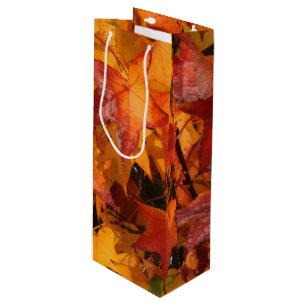 orange leaves wine gift bag