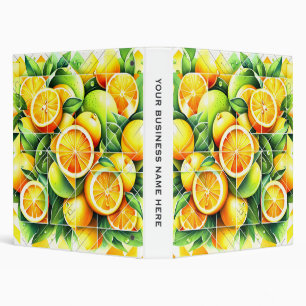 Orange Lemon Botanical Citrus Geometric Binder