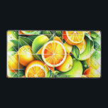 Orange Lemon Botanical Citrus Geometric Desk Mat<br><div class="desc">Geometric fresh oranges and lemons surrounded by lush green leaves.</div>