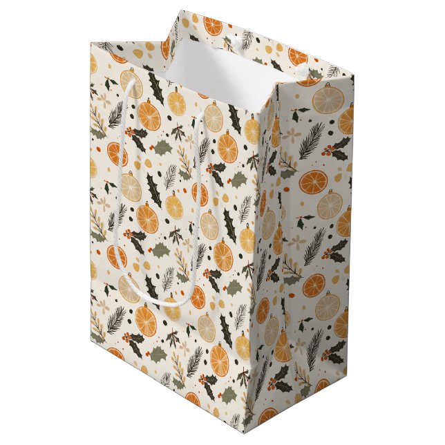Orange Lemon Citrus Green Yellow  Medium Gift Bag (Front Angled)