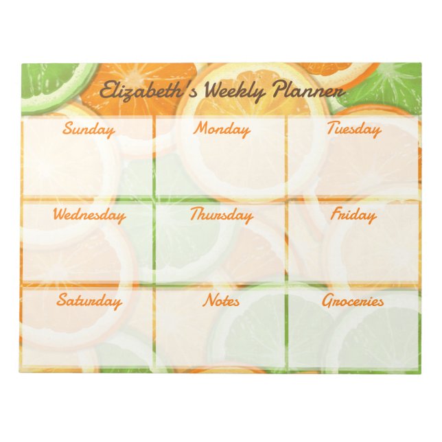 Orange Lemon Lime Weekly Planner Notepad (Front)
