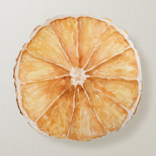 Orange & Lemon Slice Fruit Round Pillow