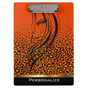 Orange Leopard Gradient Animal Print with Girl Clipboard