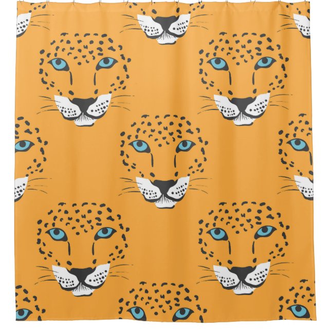Orange leopard head, seamless pattern. (Front)