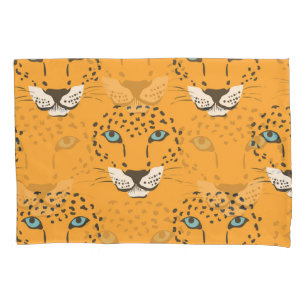 Orange leopard head, seamless pattern. pillowcase