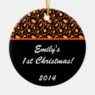 Orange Leopard Spot Personalized Name Ornament