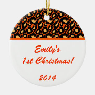 Orange Leopard Spot Personalized Name Ornament