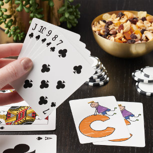 Orange Letter C Playing Cards