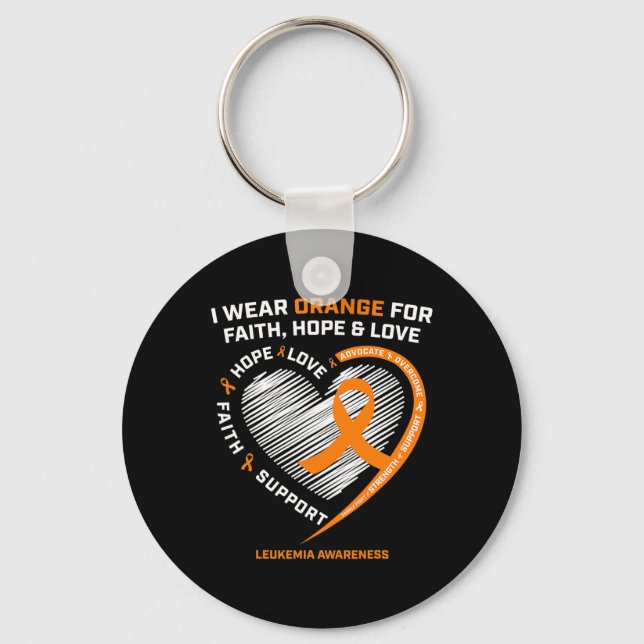 Orange Leukaemia Awareness Faith Hope Love Christi Keychain (Front)