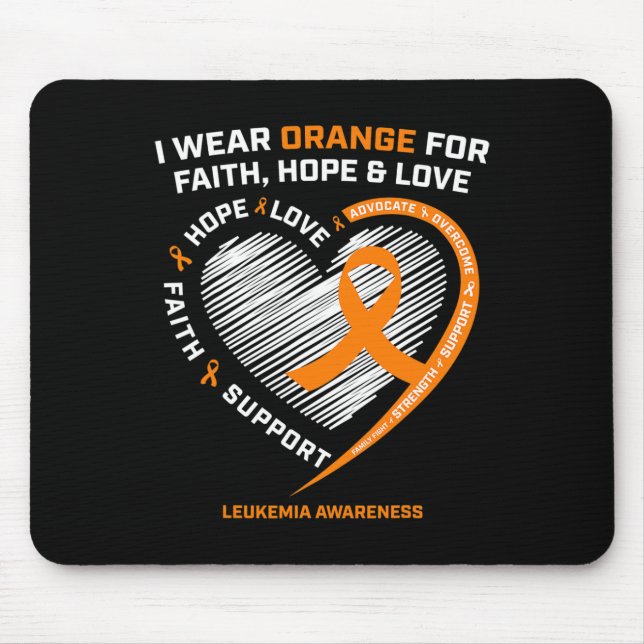 Orange Leukaemia Awareness Faith Hope Love Christi Mouse Pad (Front)