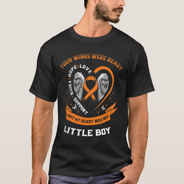 Orange Leukaemia Awareness Little Boy Childhood Ca T-Shirt (Front)