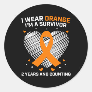 Orange Leukaemia Survivor Gifts 2 Years Cancer Fre Classic Round Sticker