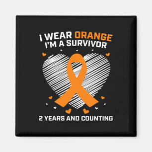 Orange Leukaemia Survivor Gifts 2 Years Cancer Fre Magnet