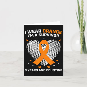 Orange Leukaemia Survivor Gifts 3 Years Cancer Fre Card