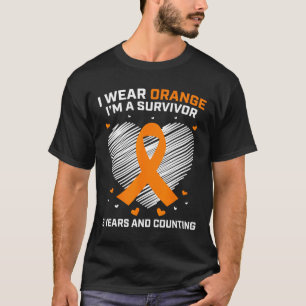 Orange Leukaemia Survivor Gifts 3 Years Cancer Fre T-Shirt