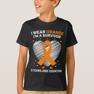 Orange Leukaemia Survivor Gifts 5 Years Cancer Fre T-Shirt