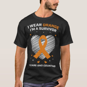 Orange Leukaemia Survivor Gifts 7 Years Cancer Fre T-Shirt