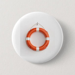 Orange lifebuoy ring 2 inch round button