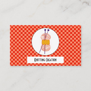 Orange Light Orange Checks Pattern & Knitting Business Card