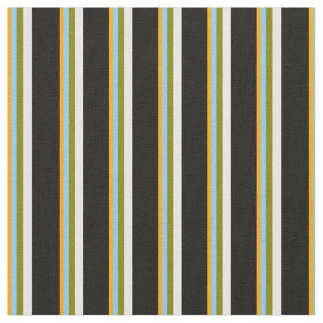 Orange, Light Sky Blue, Green, Mint Cream & Black Fabric (Close Up)