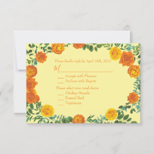 Orange & Light Yellow Peony Rose Invitation Reply